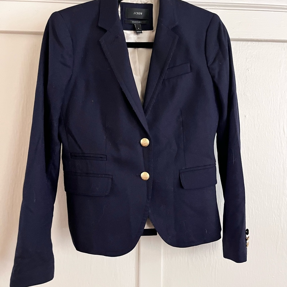 J. Crew Women's Dark Blue Schoolboy Blazer with Gold Buttons